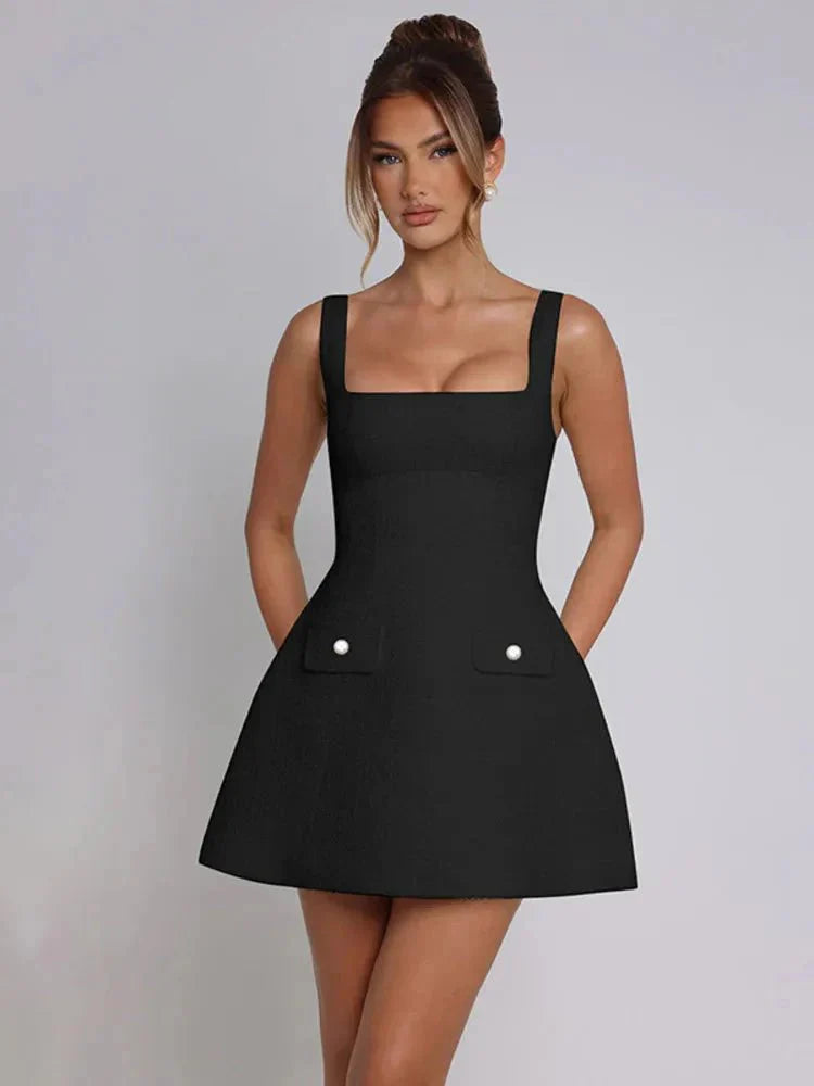 Crecenta - Mini Dress with Thin Straps