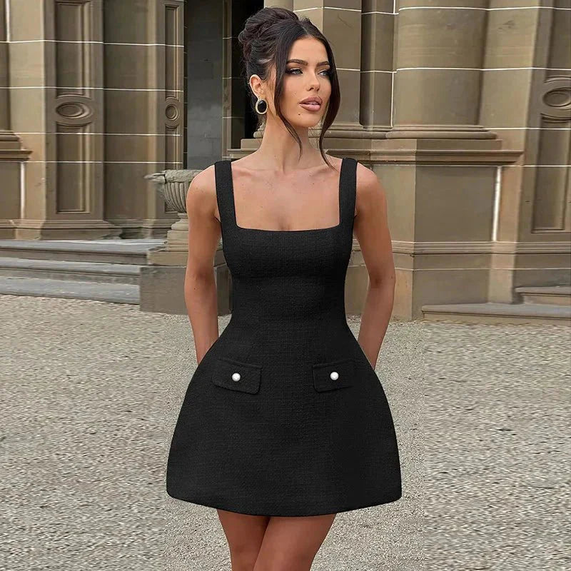 Crecenta - Mini Dress with Thin Straps